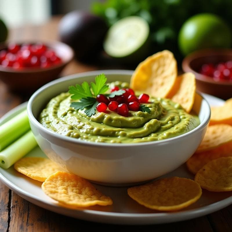 Dip de Guacamole con Chipotle y Granos de Granada: Aperitivo Mexicano Vegano y Picante