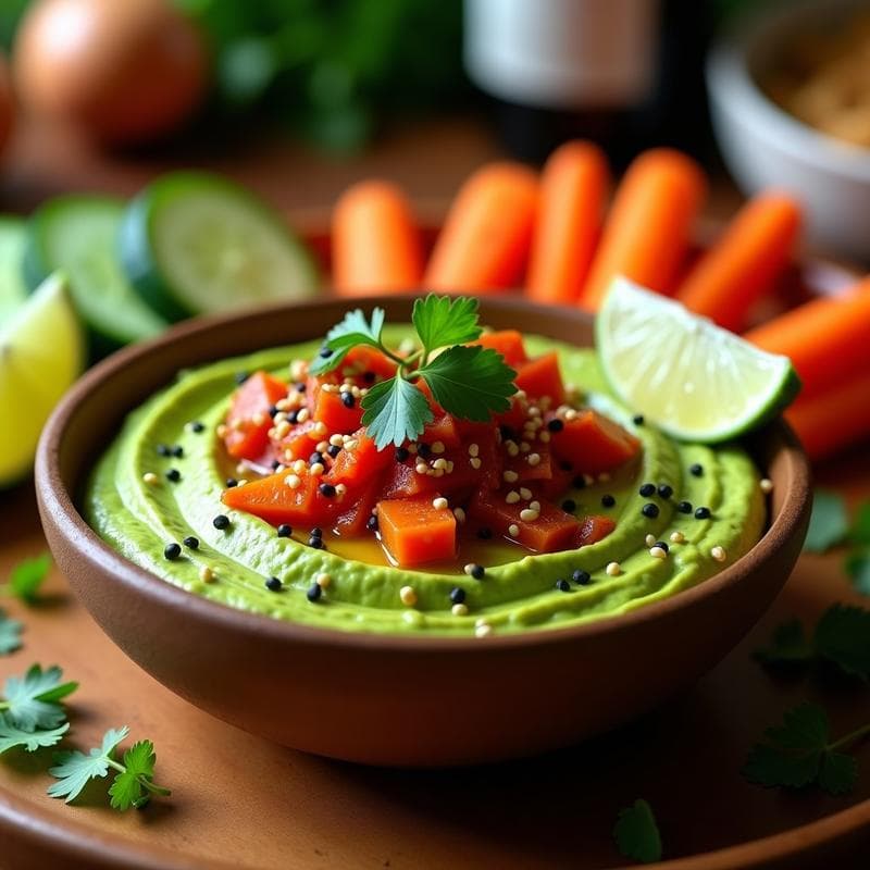 Dip de Guacamole y Kimchi: Aperitivo Coreano-Mexicano Probiótico en 10 Minutos
