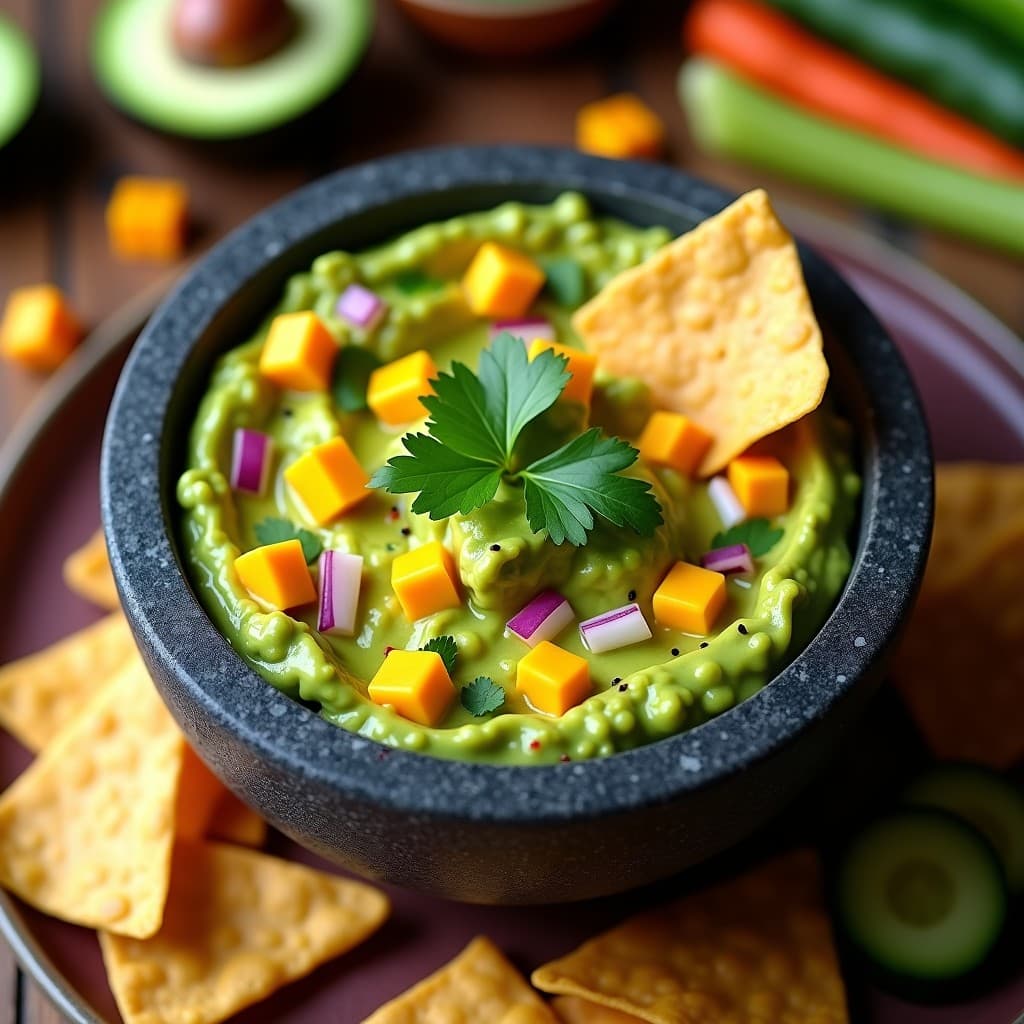 Dip de Guacamole con Toque de Mango y Chile Habanero: Aperitivo Mexicano Sin Gluten