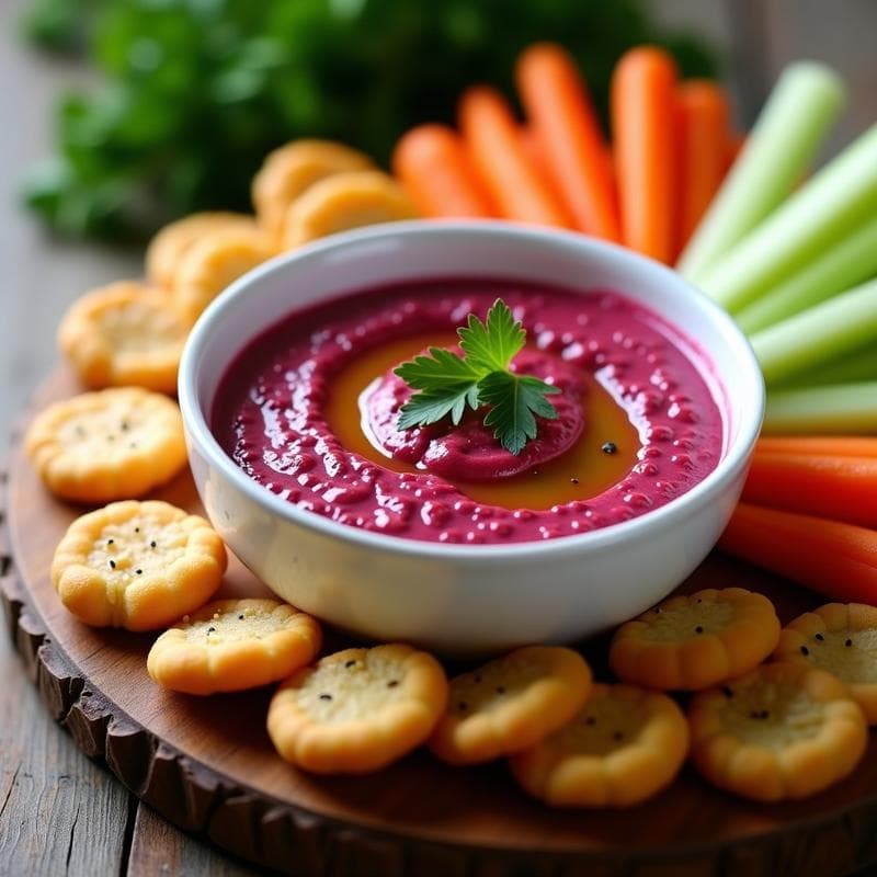 Dip de Remolacha y Tahini con Crujiente de Garbanzos: Aperitivo Vegano en 10 Minutos
