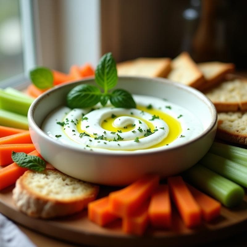 Dip de Yogur Griego con Mentolado y Pepino: Aperitivo Refrescante Sin Lactosa