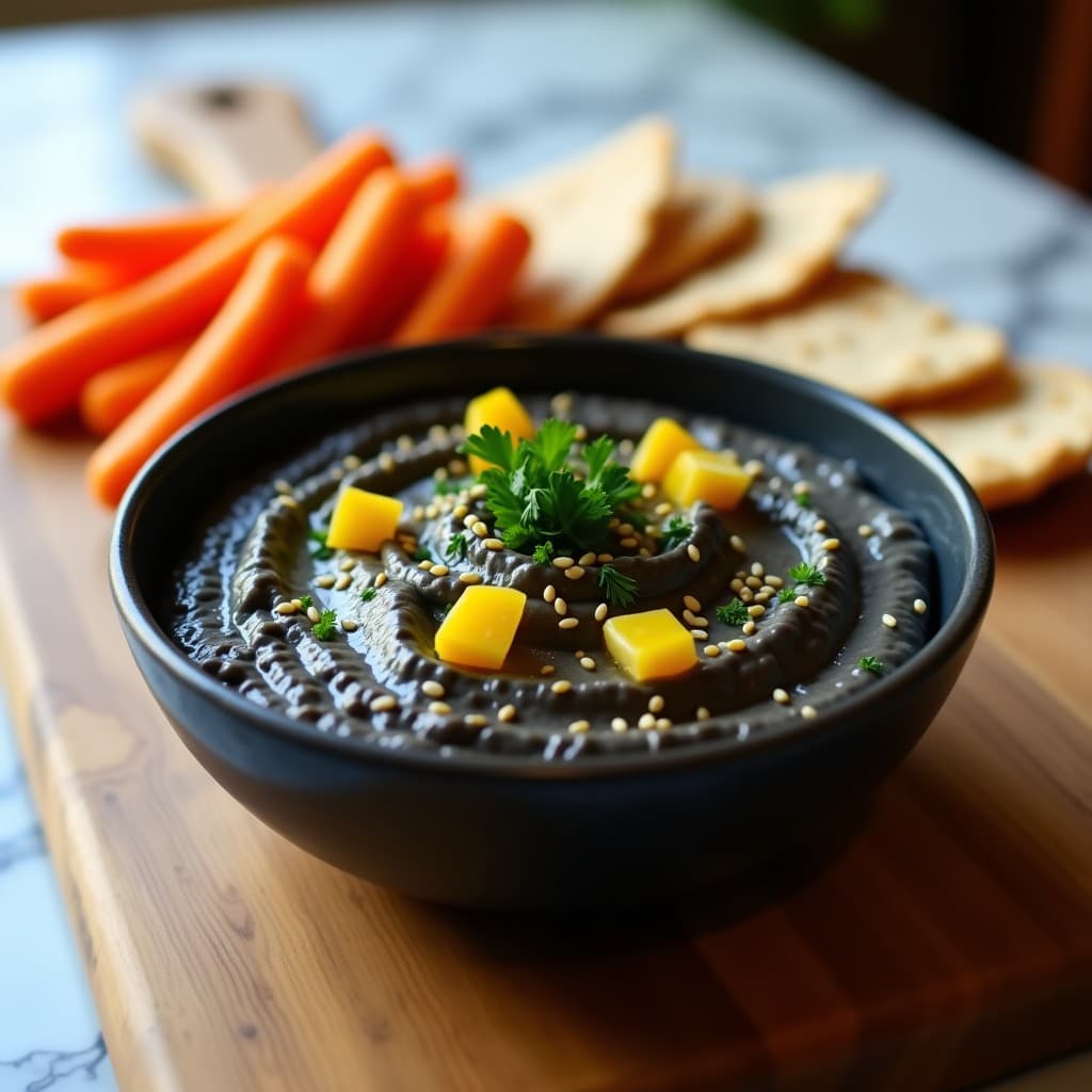 Dips de Garbanzos Negros con Limón Confitado y Comino: Aperitivo Marroquí Sin Cocción