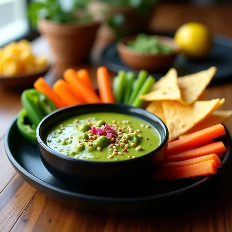 Dips de Guacamole de Edamame y Limón: Aperitivo Japonés-Mexicano Sin Aguacate