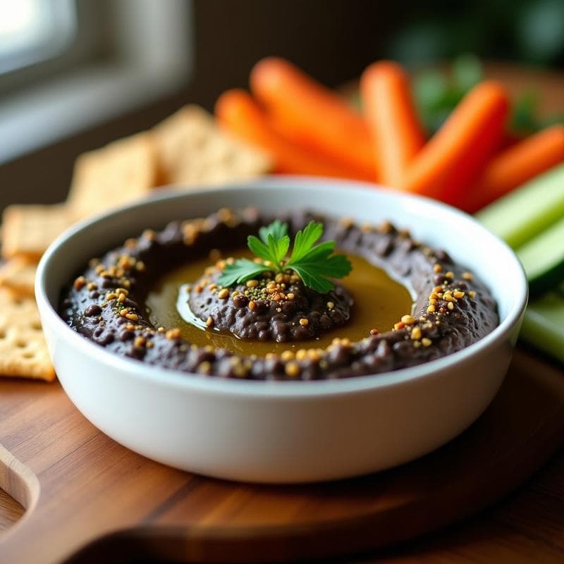 Dips de Lentejas Negras con Aceite de Oliva y Comino: Receta Vegana y Sin Gluten para Fiambres