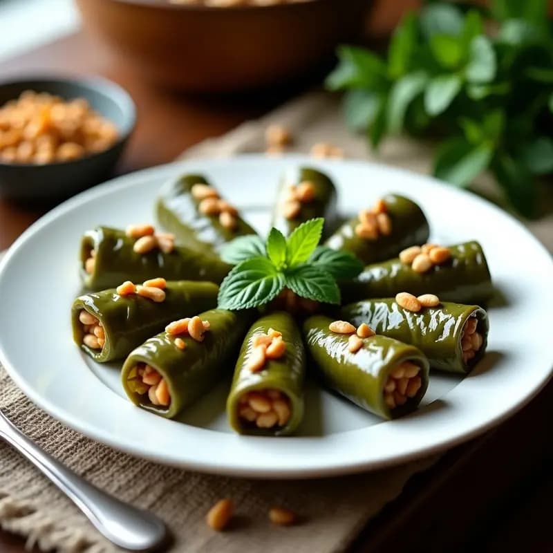 Dolma Armenio de Hojas de Parra Rellenas de Arroz y Albaricoques Secos: Receta Vegetariana