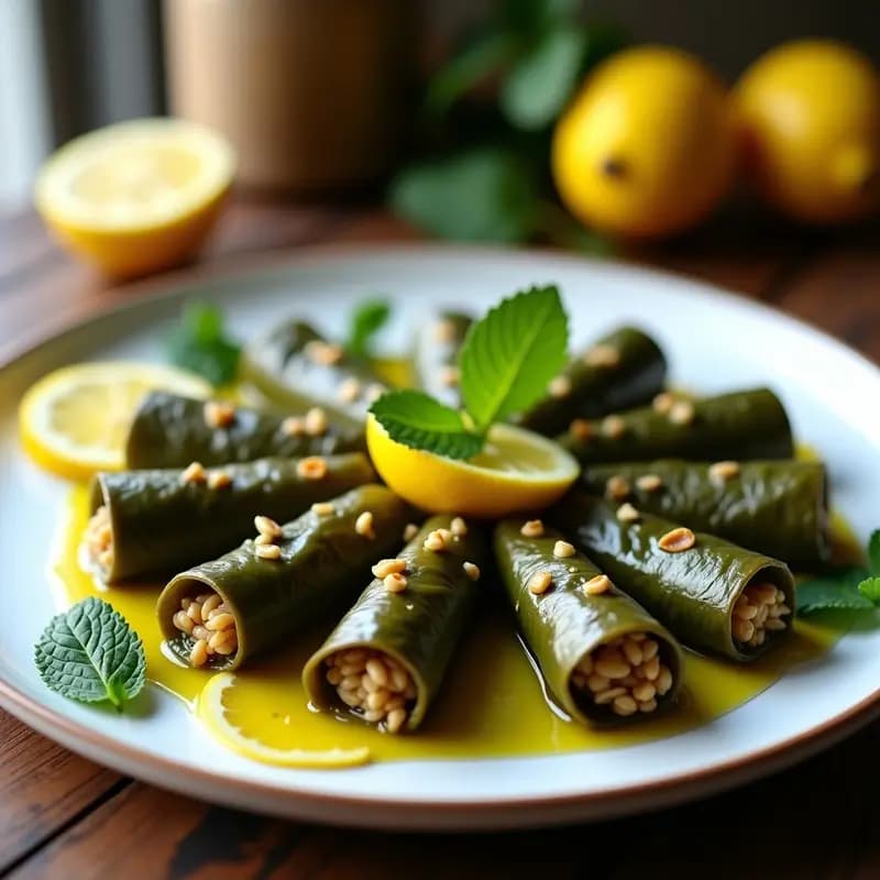 Dolma Armenio de Hojas de Parra Rellenas: Aperitivo Vegetariano con Limón