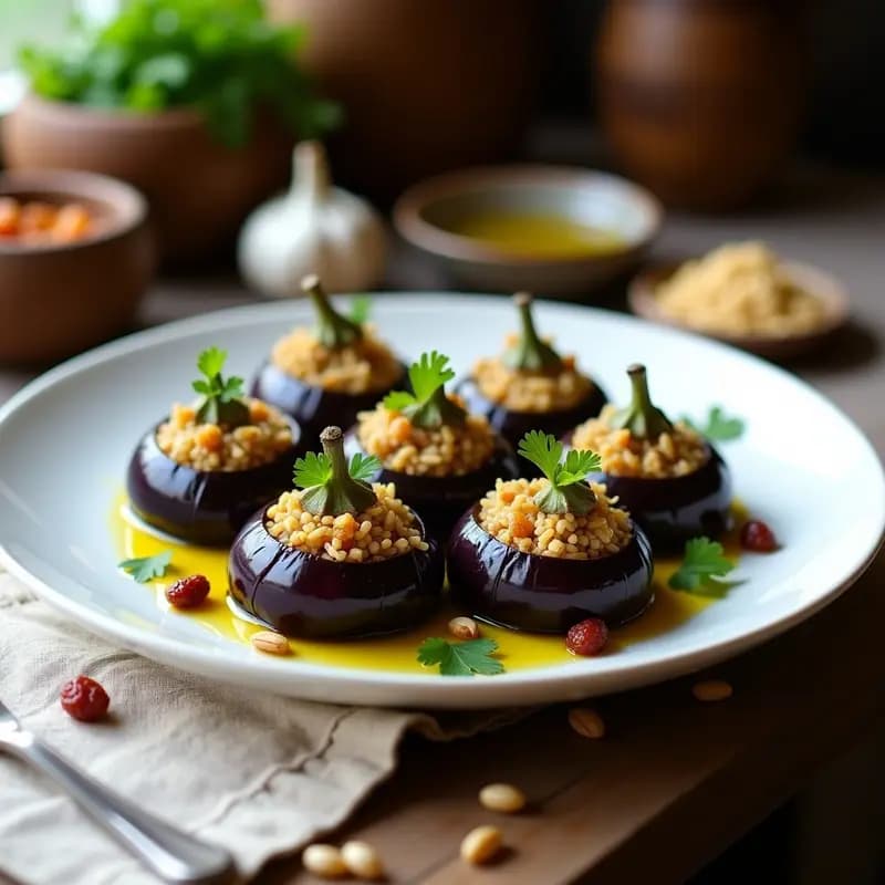 Dolma de Berenjena Rellena de Arroz Salvaje y Pasas: Receta Armena Sin Gluten