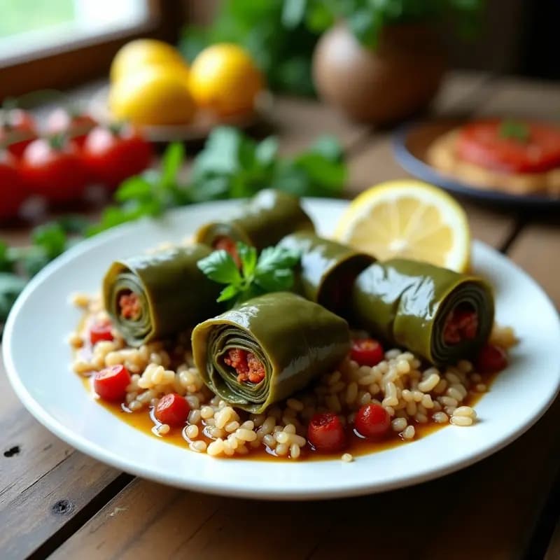 Dolma de Hoja de Parra con Arroz y Tomate: Receta Armenia Vegana y Sin Horno