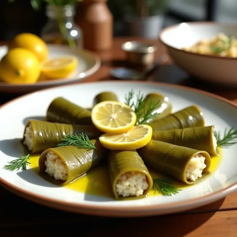 Dolma de Hojas de Parra con Arroz y Limón: Receta Griega y Libanesa al Vapor