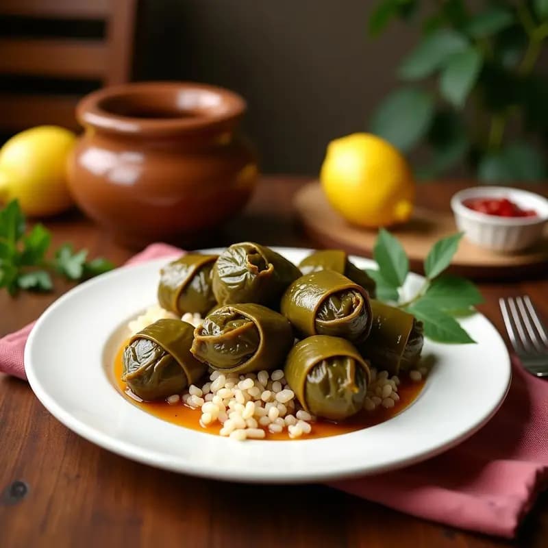 Dolma de Hojas de Parra con Arroz Salvaje y Pasas: Receta Armeniana Sin Carne