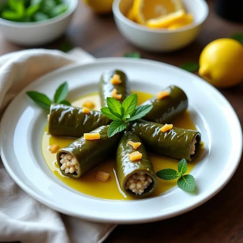 Dolma de Hojas de Parra con Arroz Salvaje: Receta Armena baja en calorías