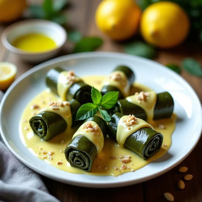 Dolmades de Alcachofas y Espinacas con Salsa Avgolemono: Receta Griega Sin Lactosa