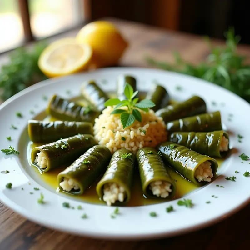 Dolmades Griegos con Arroz y Hierbas: Entrante Vegetariano en Vinagreta de Limón