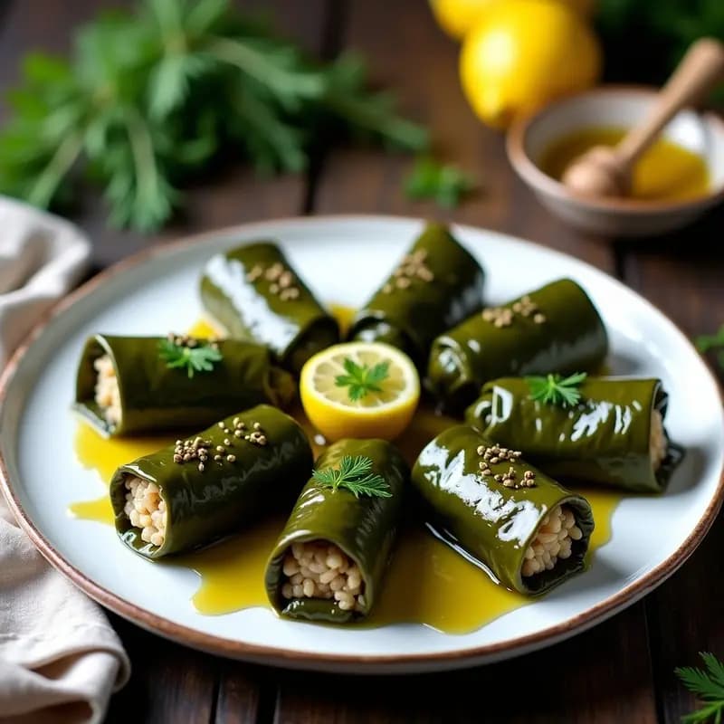 Dolmades de Arroz Salvaje y Hierbas: Receta Griega Sin Carne en Olla