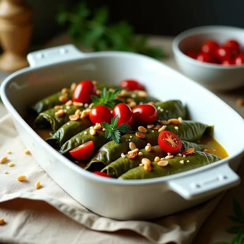 Dolmades Griegos Rellenos de Arroz Salvaje y Pasas: Receta Vegana al Horno
