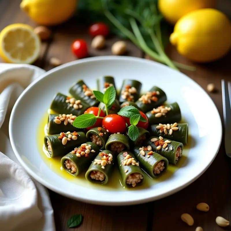 Dolmades de Hojas de Vides con Arroz Salvaje y Tomates Secos: Aperitivo Griego en Thermomix