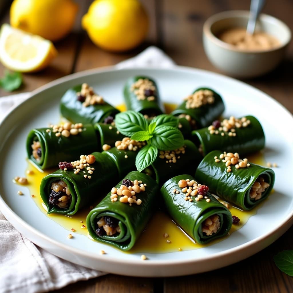 Dolmades de Col Rizada con Arroz Salvaje y Pasas: Receta Griega Vegana