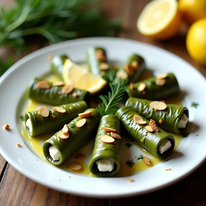 Dolmades de Espárragos y Queso Feta: Rollitos Griegos Originales con Vinagreta de Limón