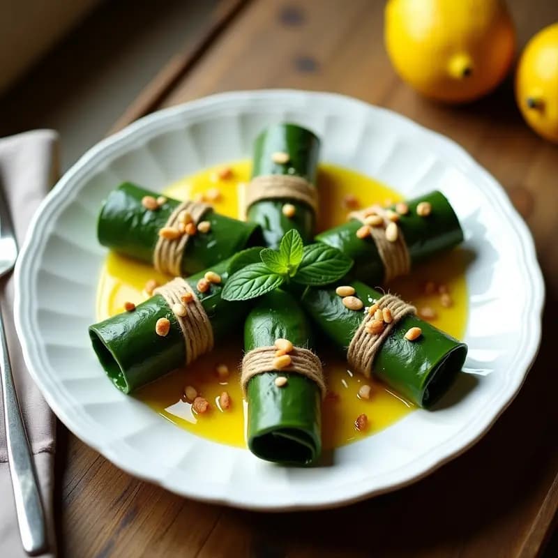 Dolmades de Espinaca y Piñones: Entrante Griego Keto con Salsa de Limón