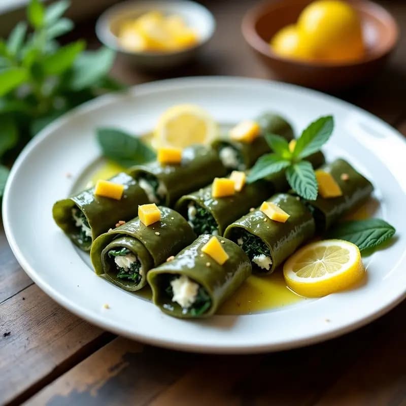 Dolmades de Espinaca y Queso Feta con Limón Confitado: Receta Griega Keto y Baja en Carbohidratos
