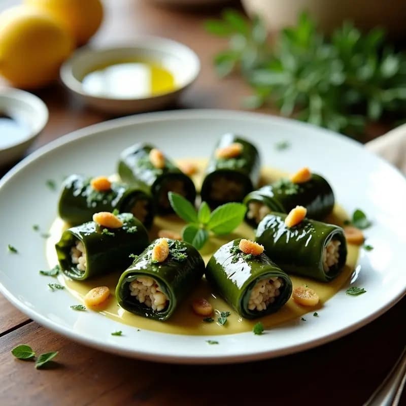 Dolmades de Espinacas y Arroz Integral: Entrante Griego Vegano y Sin Gluten
