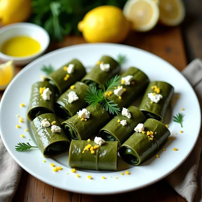 Dolmades de Espinacas y Queso Feta con Limón: Receta Griega en Hoja de Parra