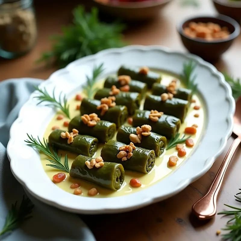 Dolmades de Hinojo y Dátiles con Salsa de Yogur: Receta Griega Dulce-Salada y Vegana