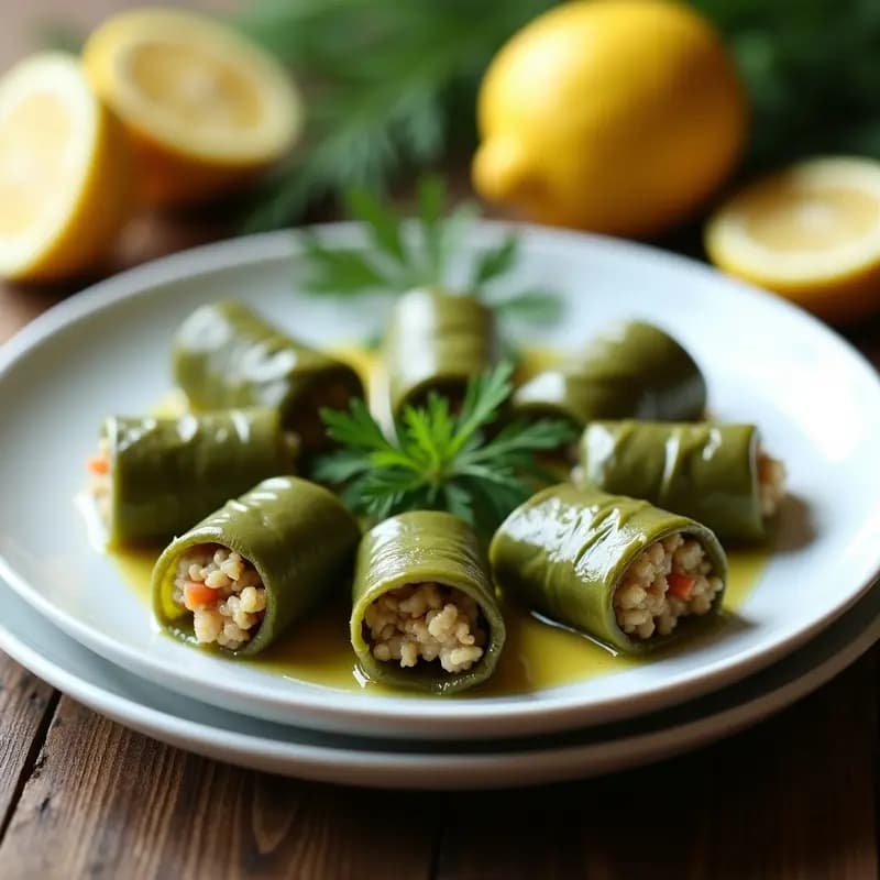 Dolmades de hinojo y quinoa con limón: Rollos griegos veganos al vapor