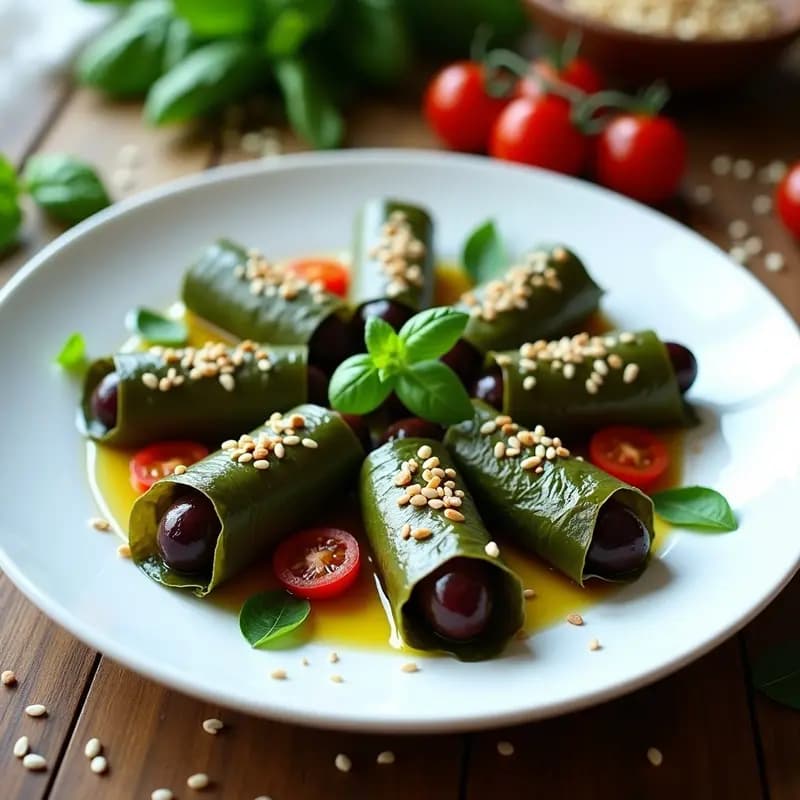 Dolmades de Hojas de Parra con Rice Paper y Aceitunas: Receta Griega Vegana y Sin Cocinar