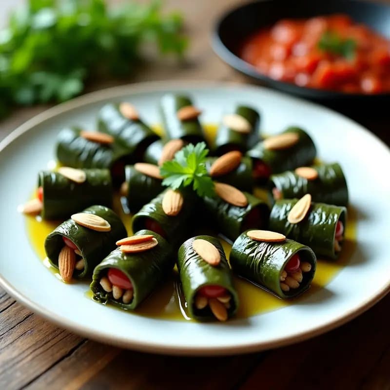 Dolmades de Hojas de Viña Rellenas de Arroz Salvaje: Entrante Armenio Vegano