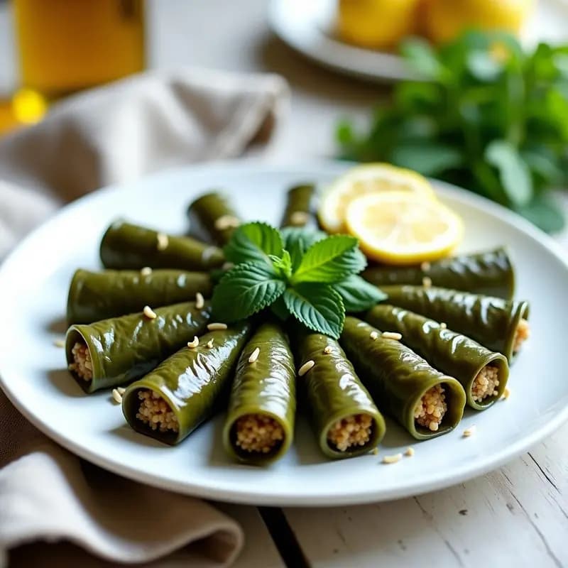 Dolmades griegos de hojas de parra rellenas de quinoa y hierbas: Receta vegana y fresca