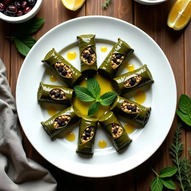 Dolmades Griegos Rellenos de Quinoa y Pasas: Hojas de Parra con Toque Dulce-Salado