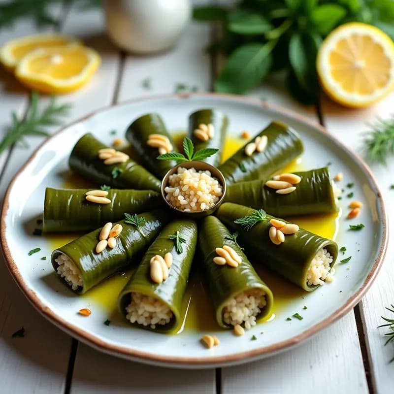 Dolmades de Uva y Arroz con Piñones: Aperitivo Griego Vegano y Fresco