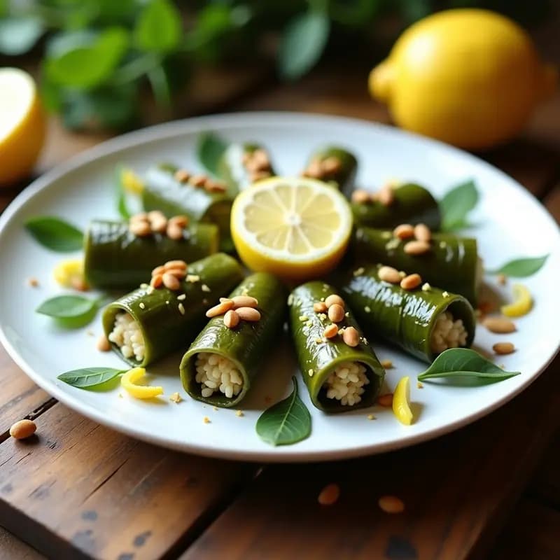 Dolmades de Uva y Arroz Basmati con Limón: Entrante Griego Vegano y Refrescante