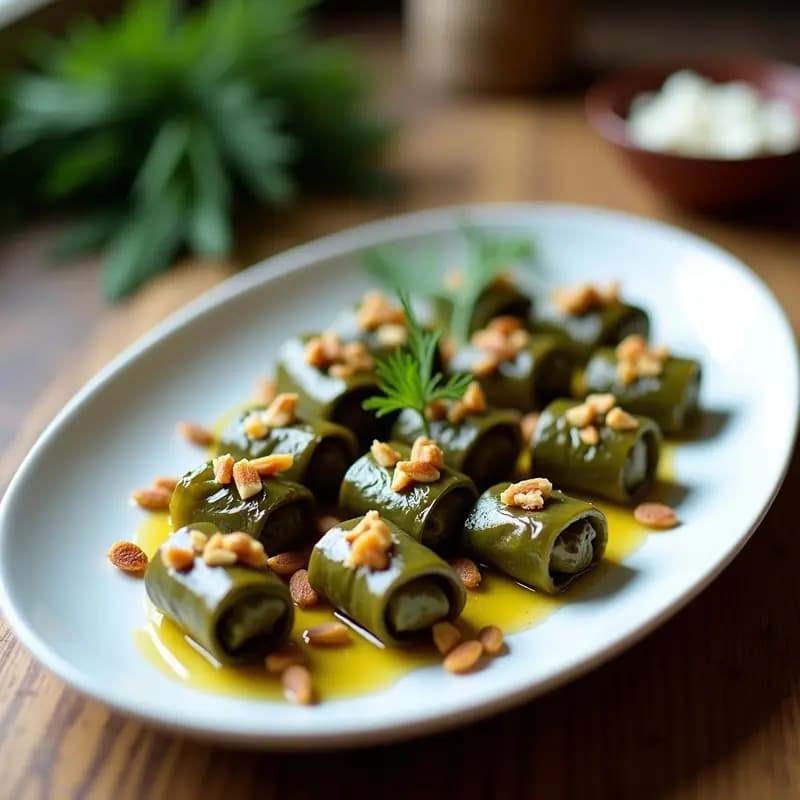 Dolmades de Uva con Queso Feta y Piñones: Aperitivo Griego Déluxe en 25 Minutos