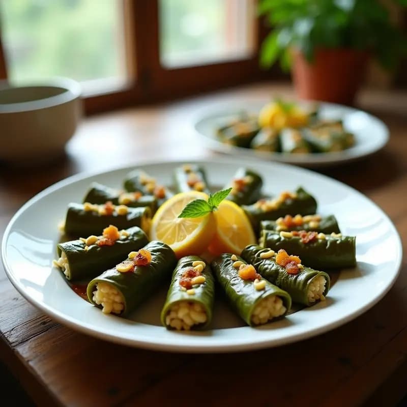 Dolmades de Uvas y Arroz Basmati: Hojas de Parra Rellenas al Estilo Griego en 40 Minutos