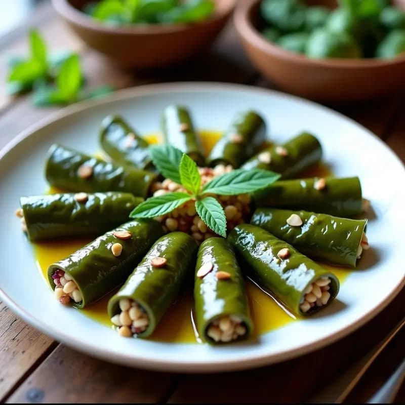 Dolmades de Vinagre de Uva y Arroz Salvaje: Receta Griega Vegana y Sin Cocción