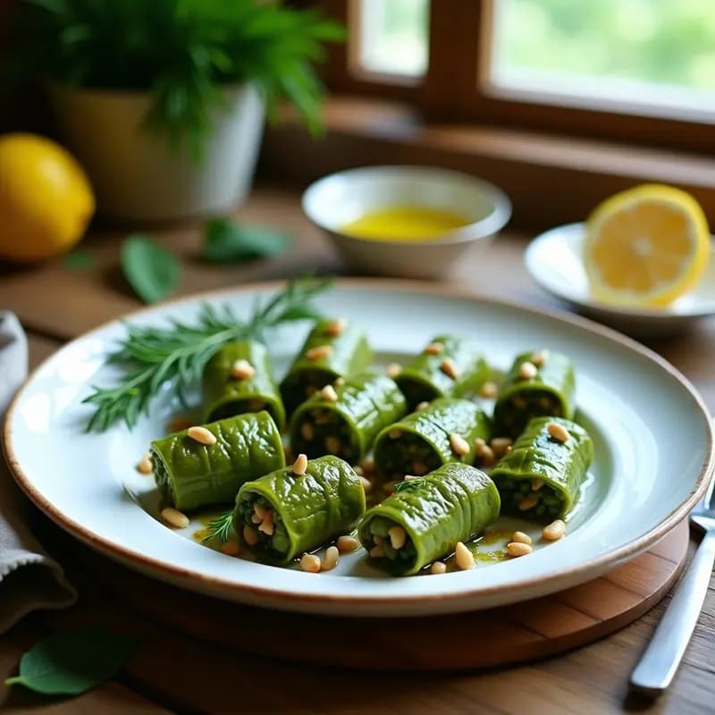 Dolmades de Vinagreras con Arroz Basmati y Piñones: Receta Griega en Conserva de Limón