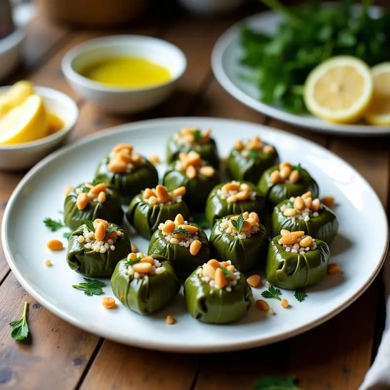Dolmas de Arroz Salvaje y Piñones: Receta Griega Sin Carne y con Toque Crujiente