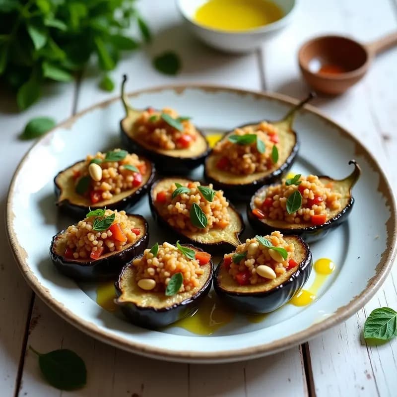 Dolmas de Berenjena Rellenos de Arroz y Tomate Seco: Receta Griega Sin Gluten