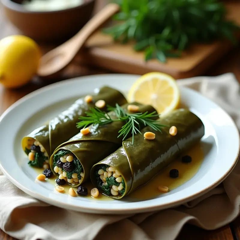 Dolmas de Espinaca y Arroz Salvaje: Receta Griega con Toque de Limón y Eneldo