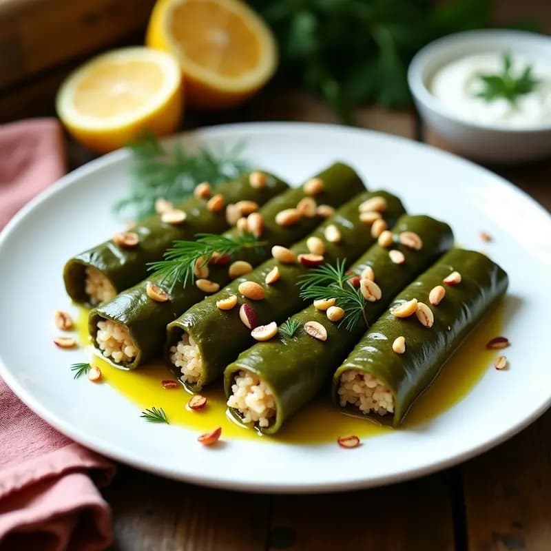 Dolmas de Hoja de Parra con Arroz Basmati y Piñones: Receta Griega Sin Lactosa