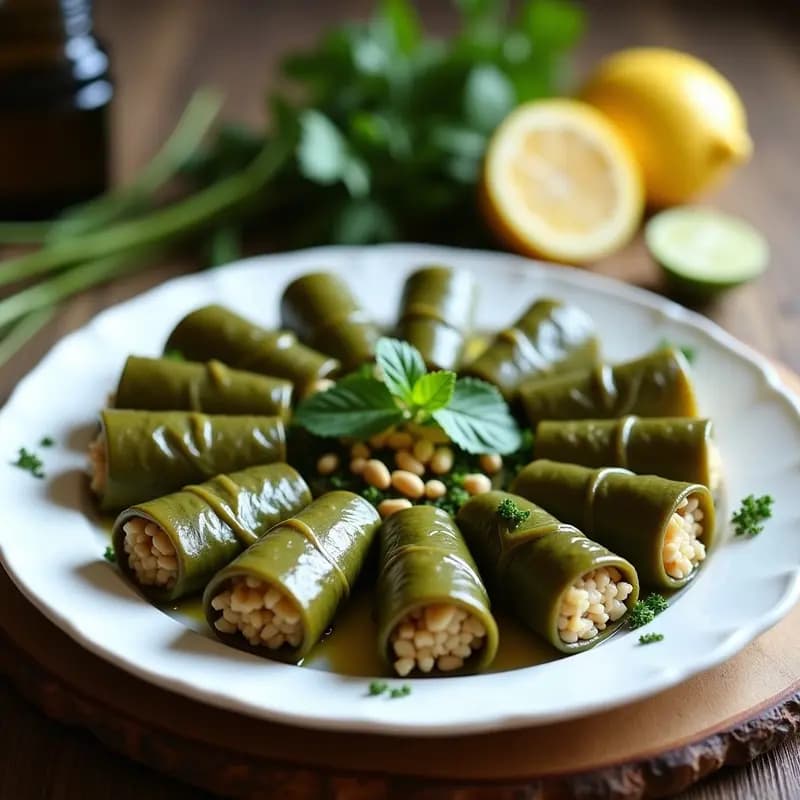 Dolmas de Hojas de Parra con Arroz Basmati: Receta Griega Tradicional y Vegana