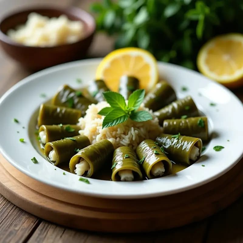 Dolmas de Hojas de Parra Rellenas de Arroz y Hierbas: Entrante Armenio Fresco