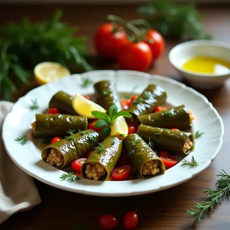 Dolmas de Hojas de Parra con Arroz Integral y Tomates Secos: Receta Griega Sin Gluten