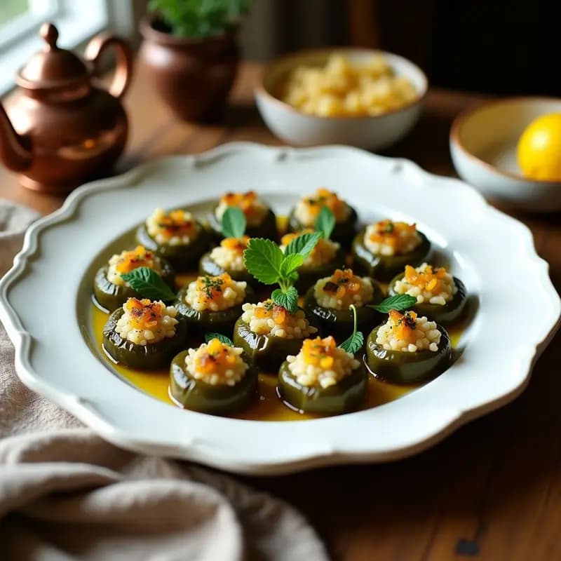 Dolmas Armenios de Hojas de Parra Rellenas de Arroz y Pasas: Aperitivo Vegetariano en Olla Lenta