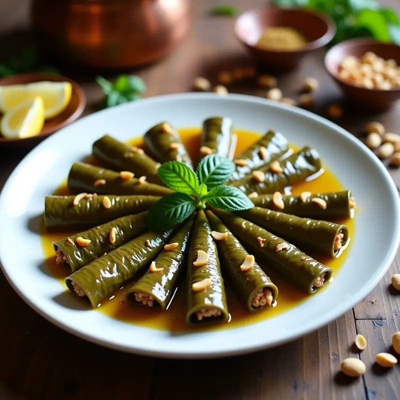 Dolmas de Hojas de Parra con Arroz y Piñones: Aperitivo Armenio en Escabeche