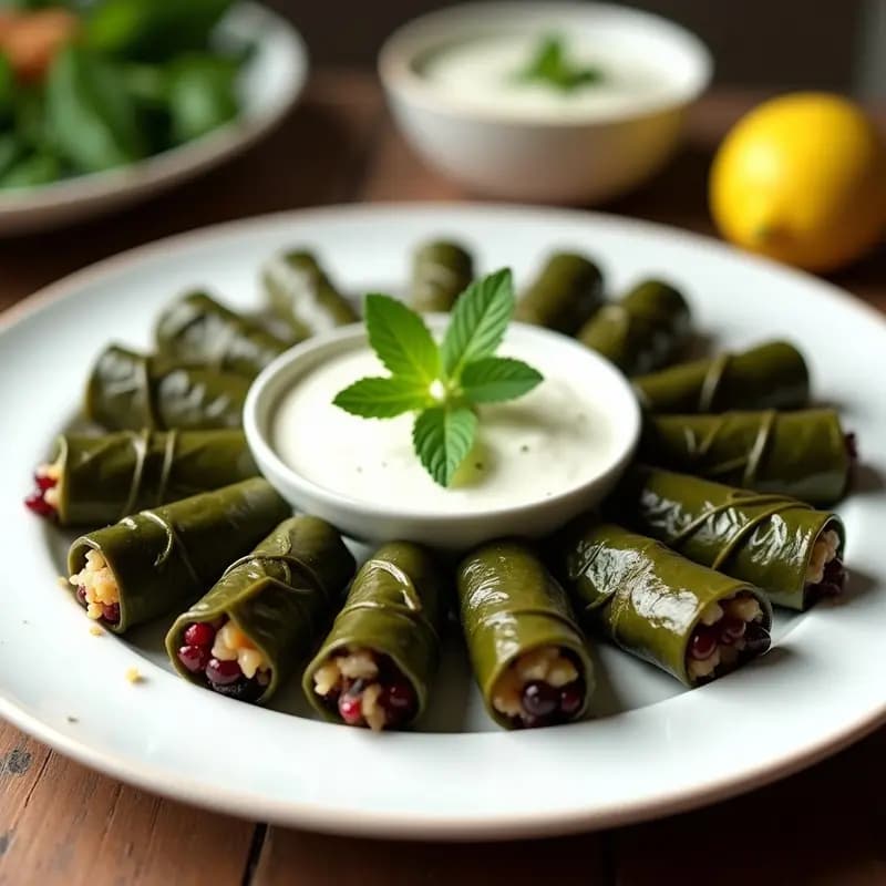 Dolmas de Hojas de Parra con Arroz Salvaje y Arándanos: Receta Griega con Toque Moderno
