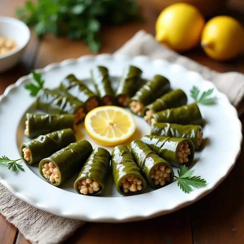 Dolmas de Hojas de Parra Rellenas de Quinoa y Piñones: Aperitivo Griego Vegano