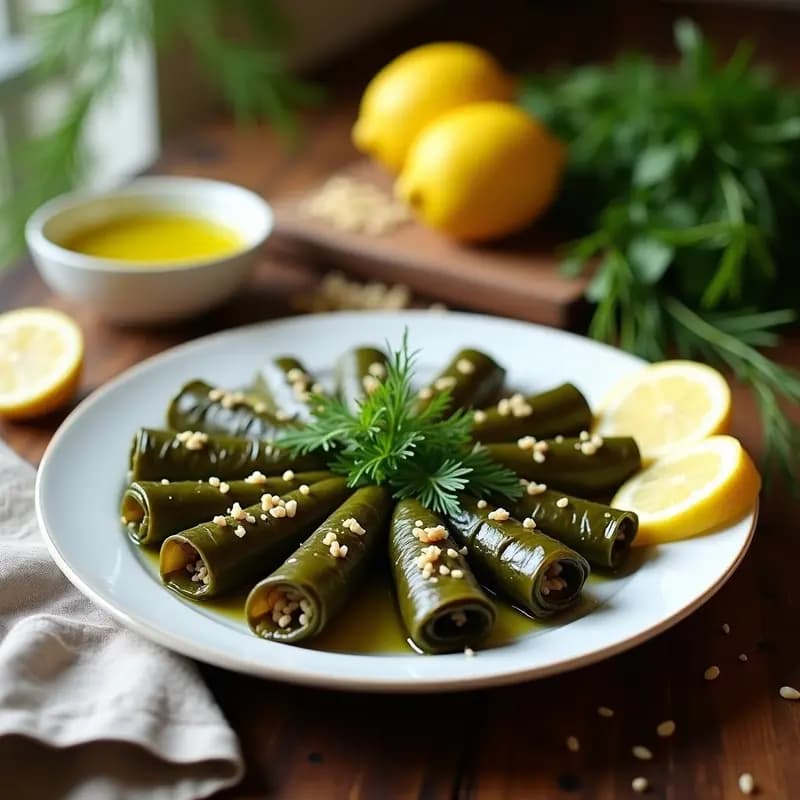 Dolmas de Hojas de Vid con Arroz Salvaje y Limón: Receta Griega Vegana y Fresca